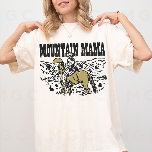 Comfort Colors Tops - Comfort Colors Mountain Mama Cowgirl Shirt